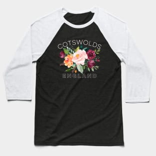 Cotswolds England British Watercolor Roses Baseball T-Shirt